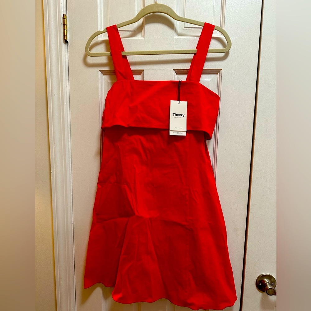 Theory Red Sleeveless Square Neck Sundress NWT